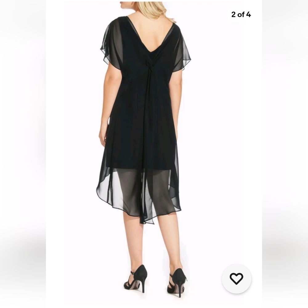 Adrianna Papell Women Black Chiffon Overlay Cocktail Dress XS Sheer NWT - Picture 2 of 13